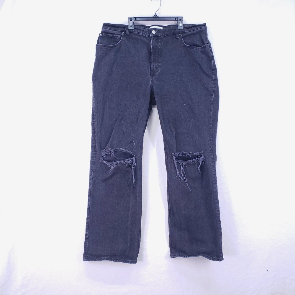 AG Adriano Goldschmied Jeans Women Size 34x34 Black Distress Straight Leg